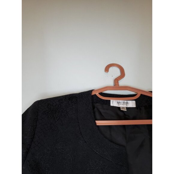 Jones Studio Separates Woman Plus 18W Shrug Open Front Short Sleeve Black Floral - Picture 4 of 6